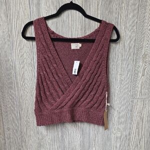 Dreamers by Debut Rosewood Sleeveless Surplice Neck Sweater Womens Small NWT